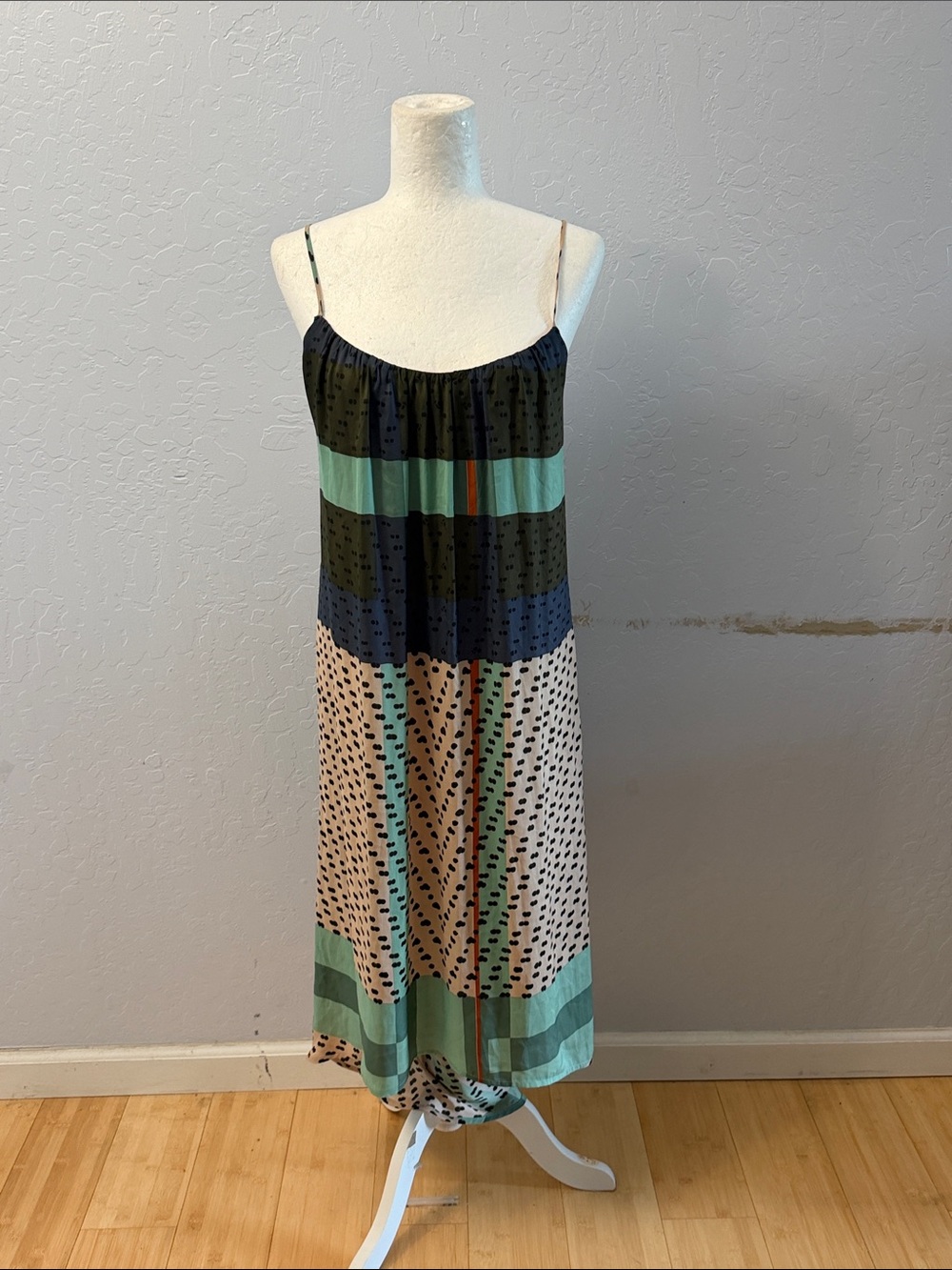Komarov Navy & Beige High-Low Slip Dress